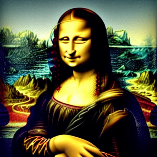 Prompt: mona lisa must have had the highway blues, you can tell by the way she smiles, in the style of bob dylan and johnny cash, 4 k, intricate, detailed