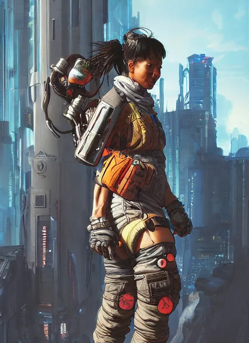 Image similar to apex legends cyberpunk athlete. concept art by james gurney and mœbius. cinematic, hyper realism, realistic proportions, dramatic lighting, high detail 4 k