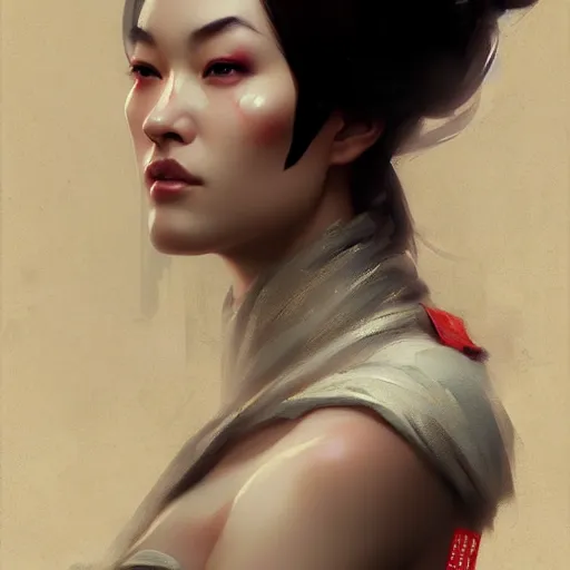 Image similar to beautiful women with oriental faces, character portrait, sharp, digital matte painting, by greg rutkowski, trending on artstation
