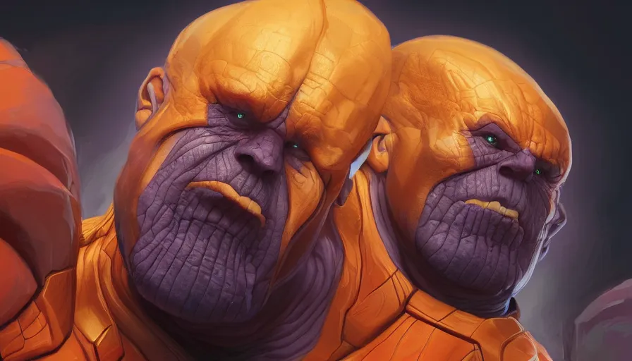 Image similar to Digital painting of orange Thanos, hyperdetailed, artstation, cgsociety, 8k