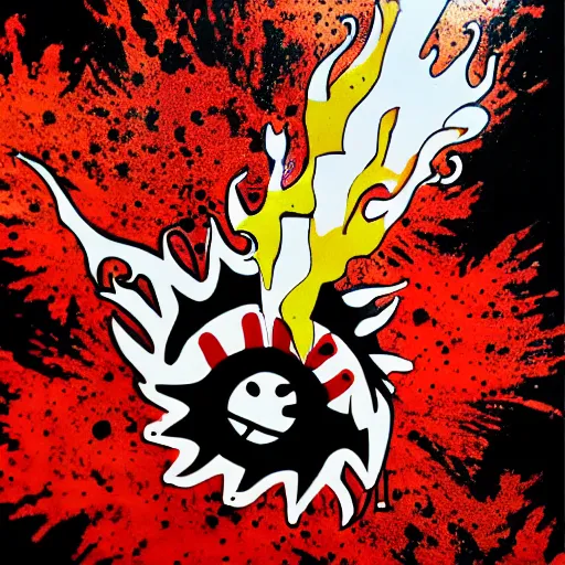 Image similar to die cut sticker, gatling attack by luffy, splatter paint