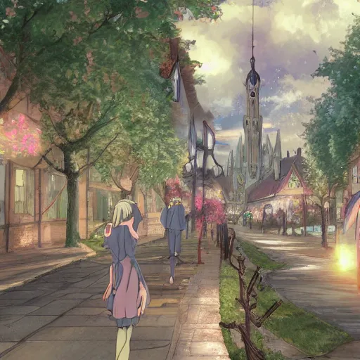 Image similar to The Town of Norwich, Fairy Britain, Anime concept art by Makoto Shinkai