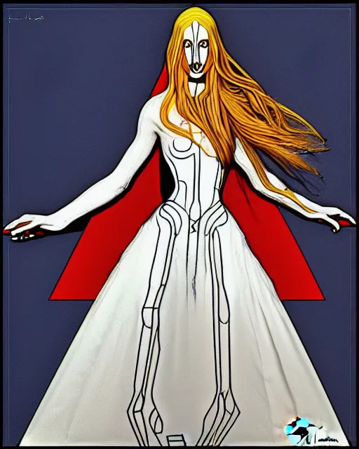 Prompt: digital art, centered full body of elven bride , by piet mondrian, de Stijl art mouvement, Abstract art, trending on artstation,