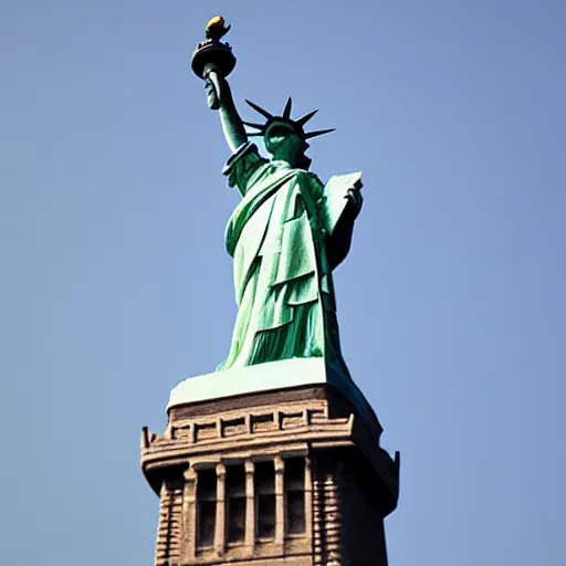 Prompt: the statue of liberty made of ivory