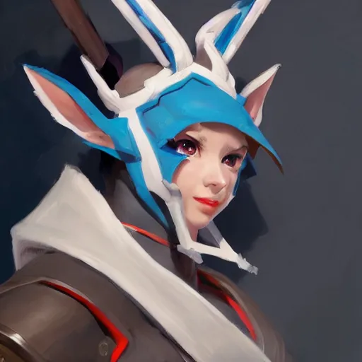 Image similar to greg manchess portrait painting of partially armored sylveon as overwatch character, medium shot, asymmetrical, profile picture, organic painting, sunny day, matte painting, bold shapes, hard edges, street art, trending on artstation, by huang guangjian, gil elvgren, ruan jia, greg rutkowski, gaston bussiere