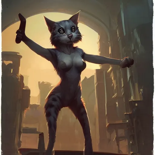 Prompt: conceptual artwork of a full body of a shortstack anthropomorphic female cat, by greg rutkowski, rossdraws, jay naylor, matte painting, high contrast, furry art, artstation, deviantart, pixiv trending