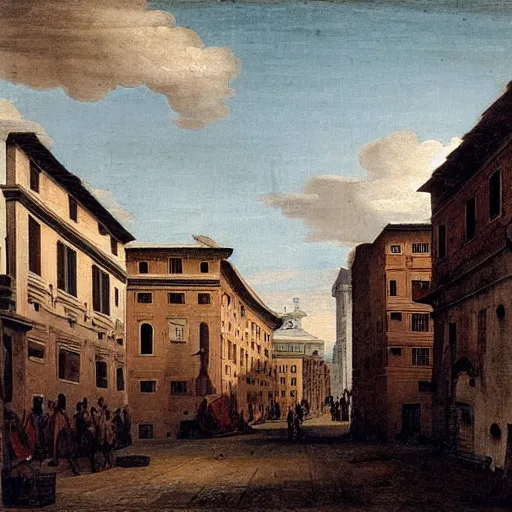 Image similar to the view down a street, buildings in rome by girolamo da catignola and martinus rørbye