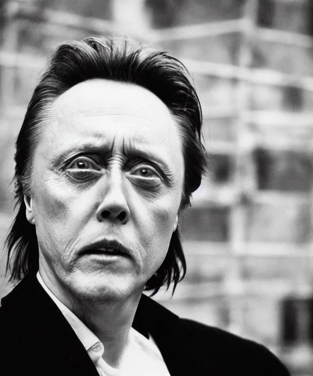 Image similar to photograph of christopher walken, by bernd & hilla becher, intense, bold, exaggerated, ultra sharp, extra details, ultra high quality, trending on pinteresst