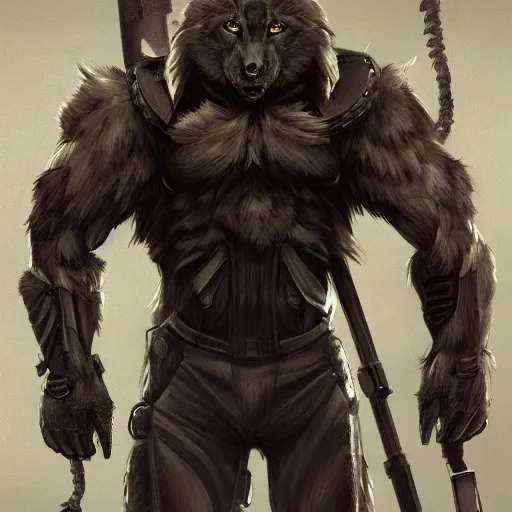 Prompt: strong muscular anthropomorphic wolves wearing techwear, character design, concept art, artstation, 4k