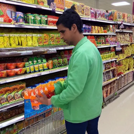 Image similar to hindu gods do their grocery shopping at walmart