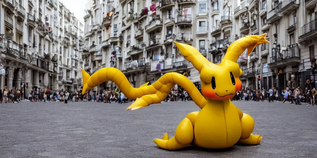 Image similar to Dragonite Pokemon visits Madrid,