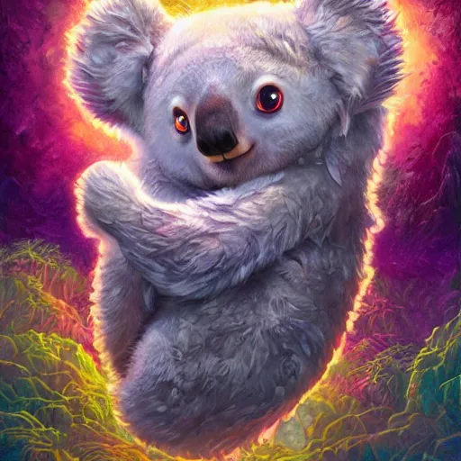 Prompt: sea koala colorful, fantasy, intricate, highly detailed, digital painting, hq, trending on artstation, illustration, style of stanley artgerm and greg rutkowski and dan mumford