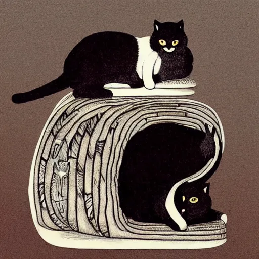 Prompt: cat on cat within the cat on top of the cat hr giger