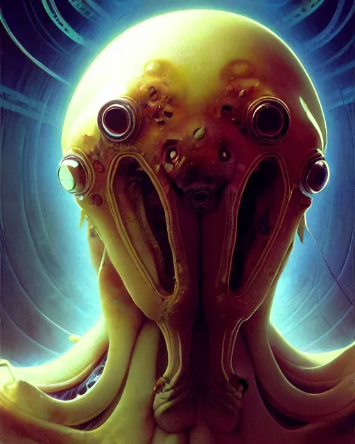 Image similar to Full shot of a venus squid monster astronaut defined facial features, intricate abstract. cyberpunk, symmetrical facial features. By Richard Corben By Ruan Jia and Artgerm and Range Murata and WLOP and Ross Tran and William-Adolphe Bouguereau and Beeple. Key Art. Fantasy Illustration. award winning, Artstation, intricate details, realistic, Hyperdetailed, clean ink detailed line drawing, 8k resolution.