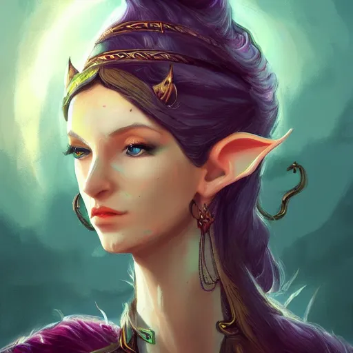 Image similar to portrait of a elf queen, digital art, artstation, concept art