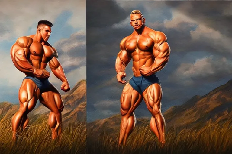 Prompt: muscle, fantasy, painting, ultra realistic!!!, clear weather, golden hour, sharp focus