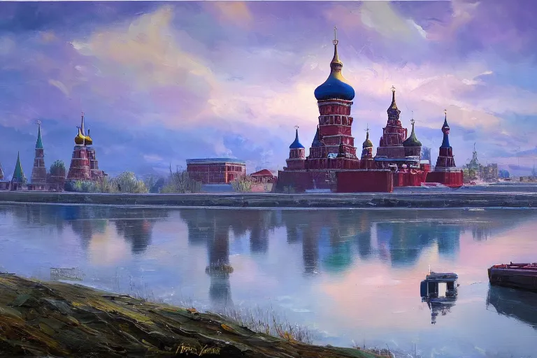 Image similar to beautiful russia of the future, oil painting, trending on artstation