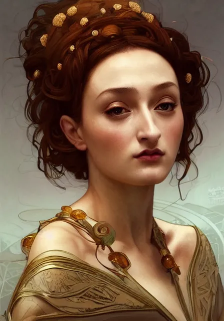 Image similar to sansa mummy bee honey, intricate, elegant, highly detailed, digital painting, artstation, concept art, smooth, sharp focus, illustration, art by artgerm and greg rutkowski and alphonse mucha and william - adolphe bouguereau