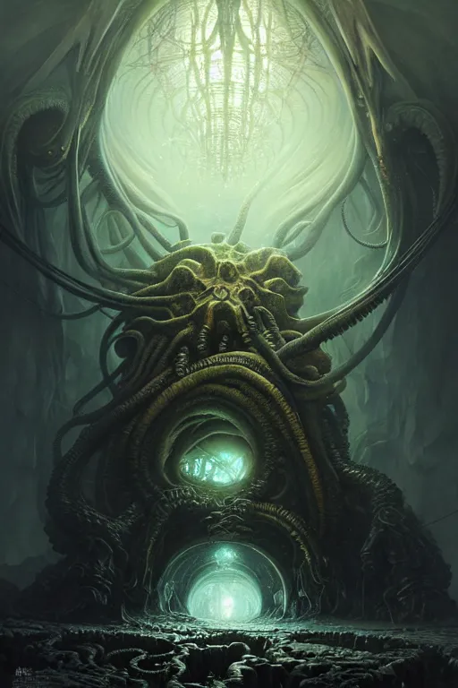 Image similar to cthulhu's portal by anna podedworna, ayami kojima, greg rutkowski, giger, maxim verehin