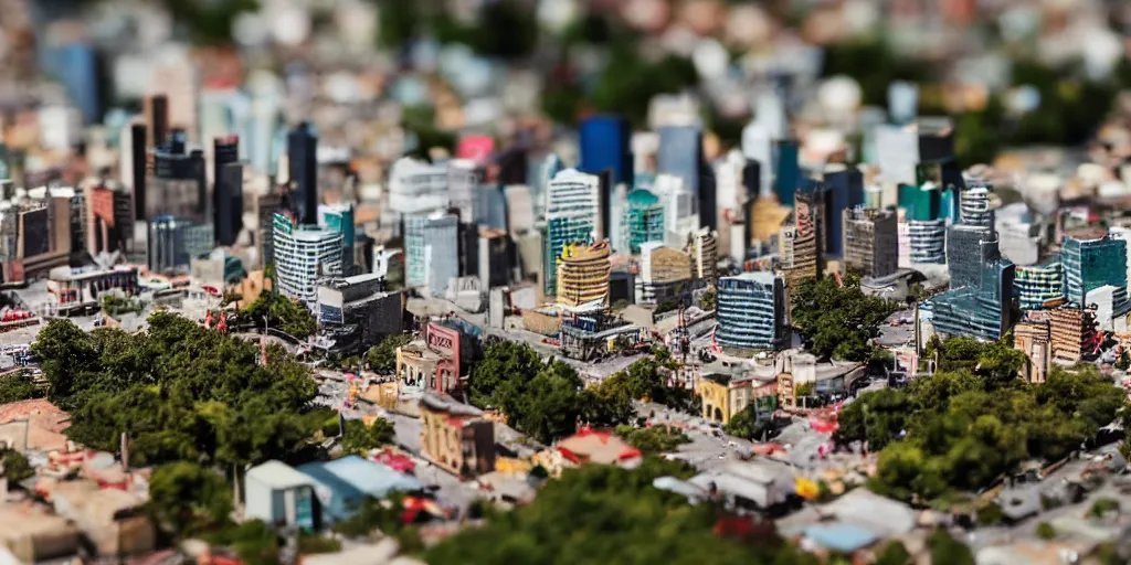 Image similar to a miniature diorama of downtown santiago de chile, macro photography