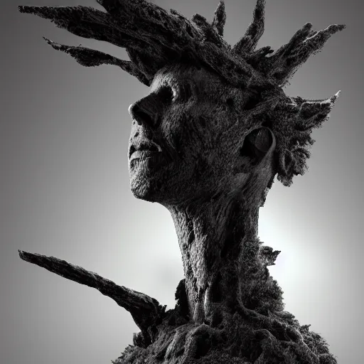 Image similar to rhizomuse, artists impression, cgsociety, abstract sculpture, dramatic intense lighting, deep shadows