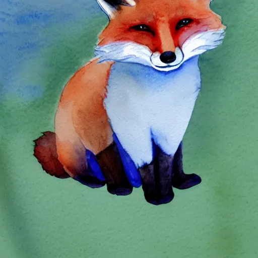 Prompt: watercolor, children book illustration, fox