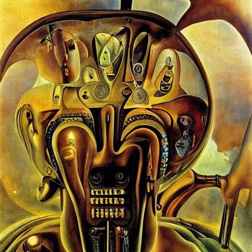 Image similar to the machine god by Dali. high quality oil painting detailed