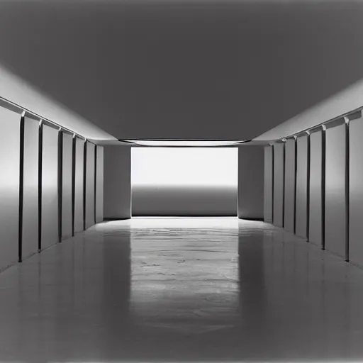 Image similar to a large cubic white room with no objects, misterious, 3 d perspective, still from movie by stanley kubrick