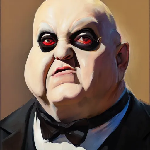 Image similar to greg manchess portrait painting of uncle fester from addams family as overwatch character, medium shot, asymmetrical, profile picture, organic painting, sunny day, matte painting, bold shapes, hard edges, street art, trending on artstation, by huang guangjian and gil elvgren and brom