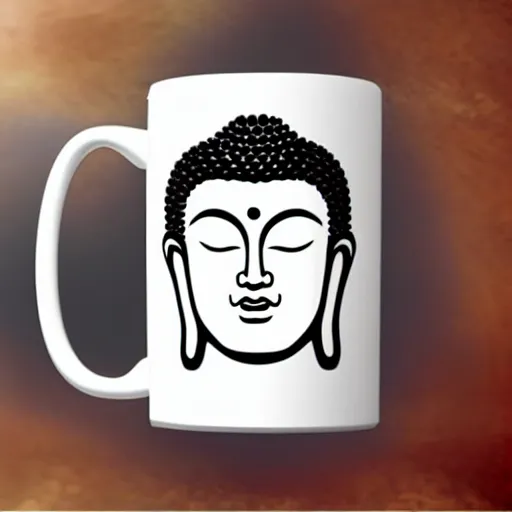 Prompt: buddha mug shot