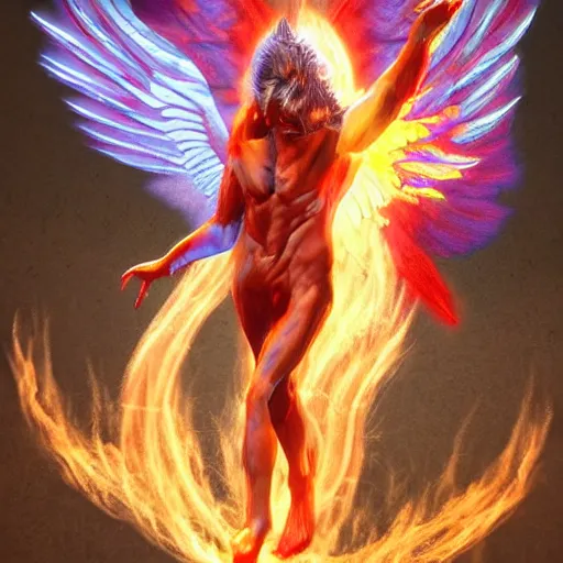 Image similar to people are prayin for phoenix god - realistic - photorealistic - hd - trending art artstation - detailed