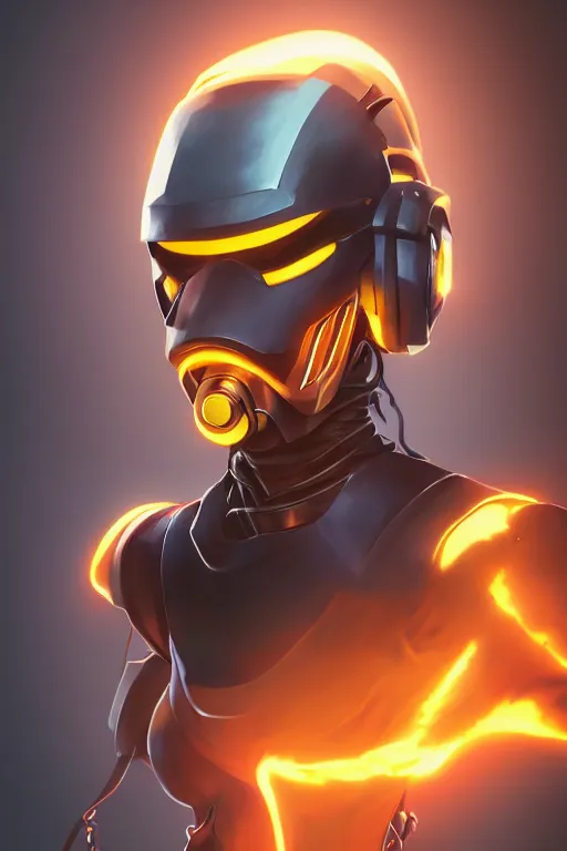 Image similar to epic mask helmet robot ninja portrait stylized as fornite style game design fanart by concept artist gervasio canda, behance hd by jesper ejsing, by rhads, makoto shinkai and lois van baarle, ilya kuvshinov, rossdraws global illumination radiating a glowing aura global illumination ray tracing hdr render in unreal engine 5