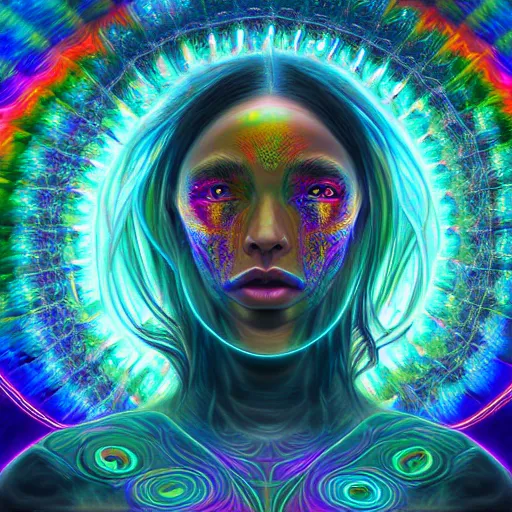 Image similar to a psychedelic being living in an extradimensional reality, in the style of wlop and alex grey, illustration, epic, fantasy, hyper detailed, smooth, unreal engine, sharp focus, ray tracing