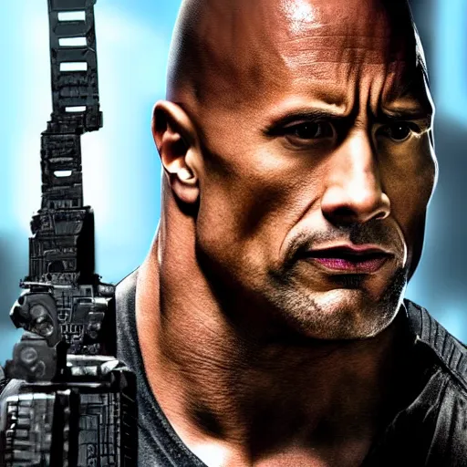 Image similar to Dwayne Johnson in the punisher digital art 4k detailed super realistic