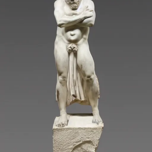 Image similar to greek marble statue of a nekomimi prophet wearing clothes, masterwork sculpture