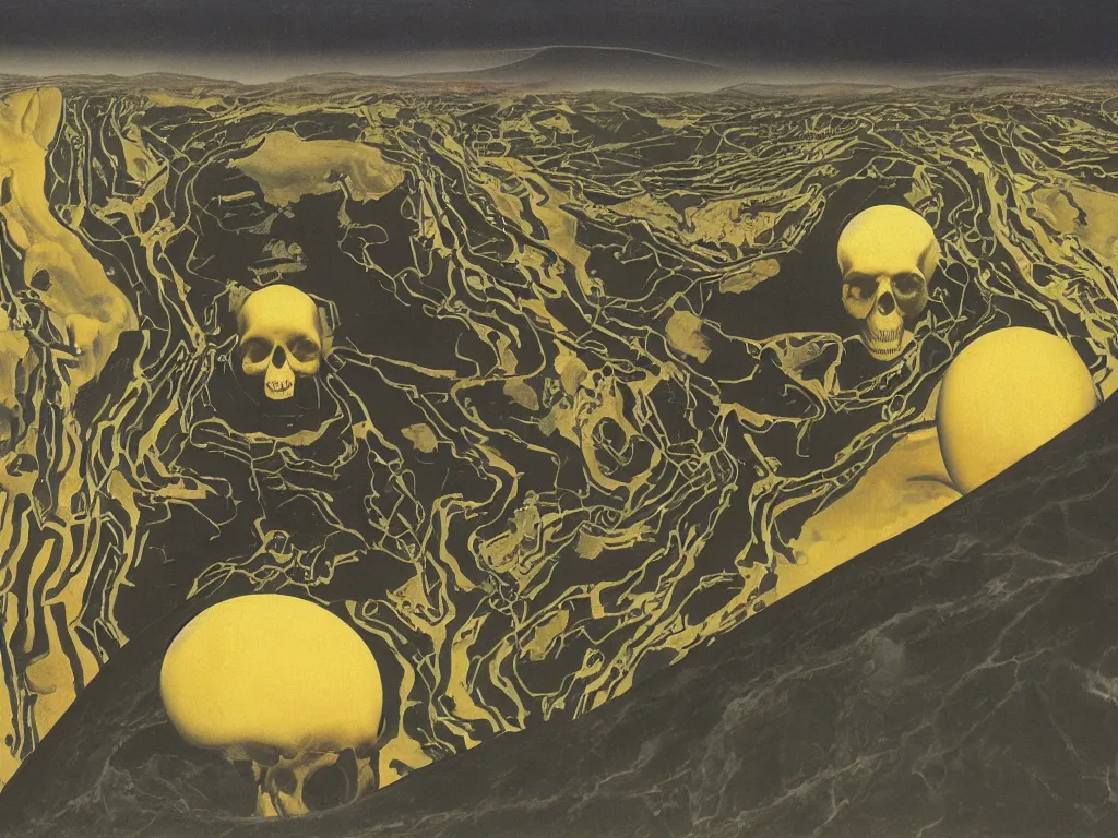 Prompt: The world as seen from the orbits of the skull. Painting by Harald Sohlberg.