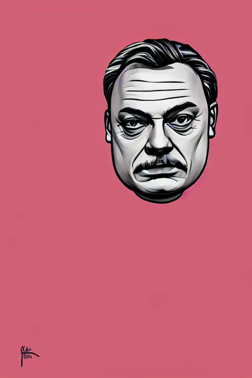 Image similar to minimalist boho style art of mad viktor orban, illustration