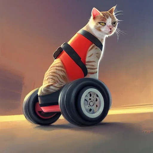 Image similar to a cat driving a hover board, art by Mandy Jurgens, detailed, high quality, professional, expensive