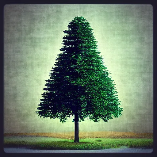 Image similar to “ hd photograph of a 3 d pine tree made of digital pixels ”