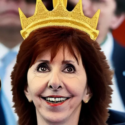 Prompt: cristina!! kirchner!! with gold crown
