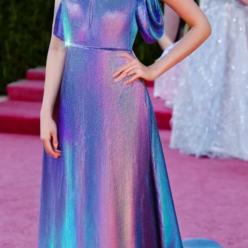Prompt: ana de armas wearing a iridescent gown high level of detail photorealistic 8 k life like extremely beautiful