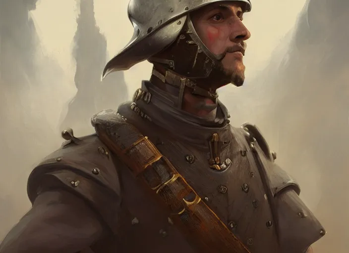 Image similar to 1 5 th century spanish soldier, game character concept art, wide view, high detailed, full perfect, symmetrical portrait, high detail, by craig mullins, peter mohrbacher, unreal engine, octane rendered, 8 k, dark beauty, trending on artstation