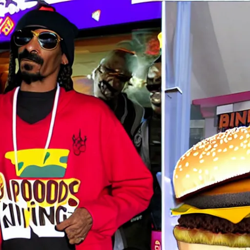 Prompt: snoop dogg visits burger king and starts a fight