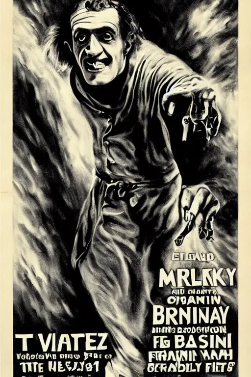 Prompt: frankenstein einstein vintage horror movie poster