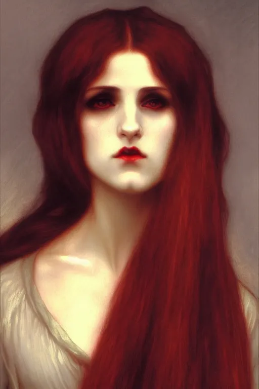 Prompt: vampire, painting by rossetti bouguereau, detailed art, artstation