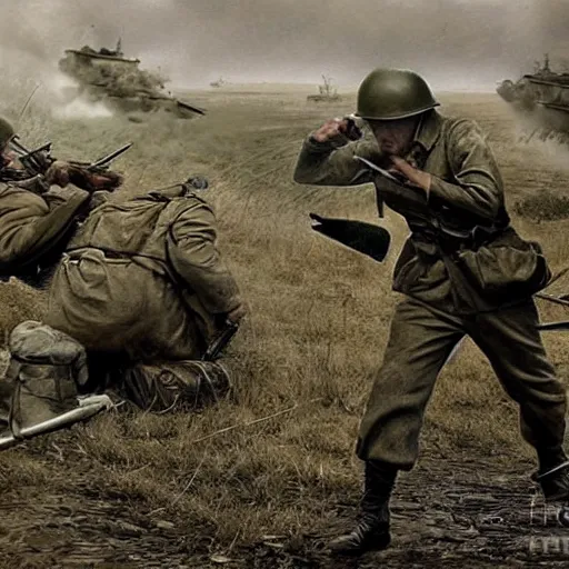 Image similar to ww 2 realistic photo battle scene,