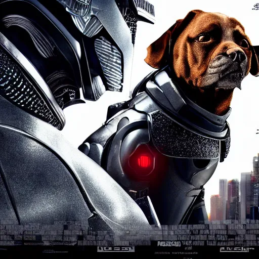 Image similar to dog robocop, movie poster, detailed, 4k