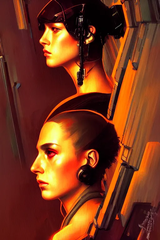 Image similar to character portrait cyberpunk blade runner 2 0 4 9 ( ( ( ( ( ( ( ( totally definitely not negative no not girl with the pearl earring inspired, well maybe a little ) ) ) ) ) ) ), character design, painting by gaston bussiere, katsuya terada, frank frazetta, tom of finland, trending on artstation