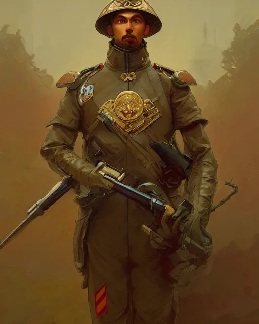 Image similar to portrait of a mushroom wearing a formal military outfit, science fantasy painting, elegant intricate digital painting artstation, greg rutkowski and alphonse mucha, detailed