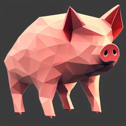 Image similar to low poly pig, isometric view, blank background